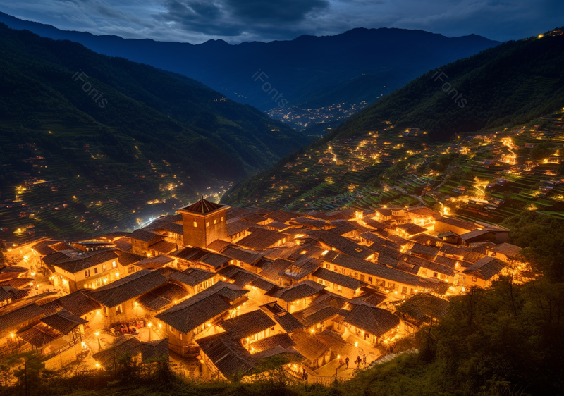 苗寨意境夜景灯火通明旅游胜地实拍摄影图,高清,摄影图,摄影图片,图片大全,摄影图免费下载